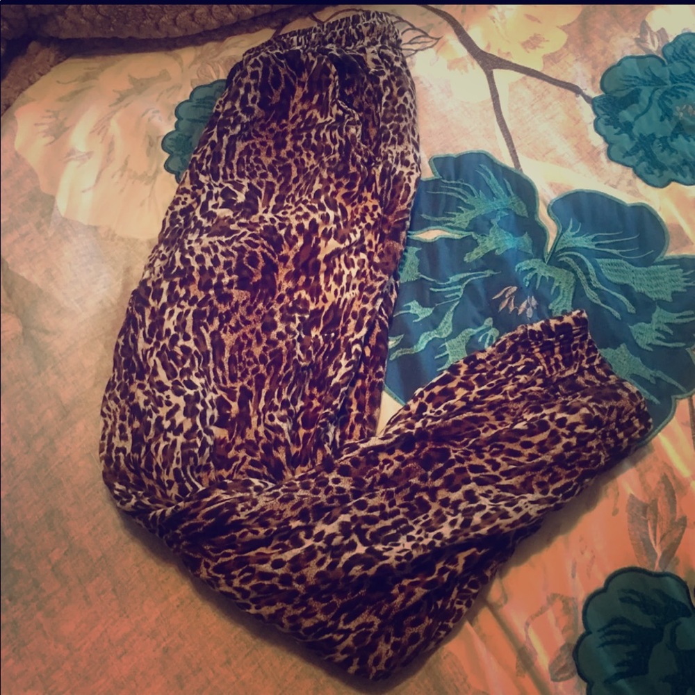 Leopard joggers.